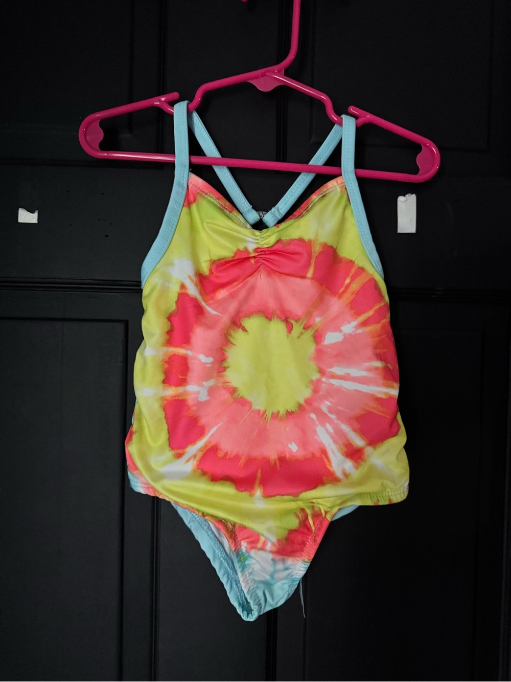Kids Tie-Dye One-Piece Swimsuit - Yellow & Pink